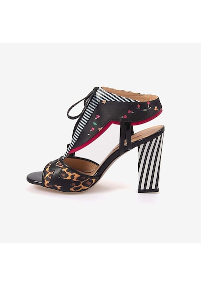 Hawen Angels Kadın Kösele Taban Leopar Desenli 11cm Topuklu Ayakkabı 5669-162-v2 Çok Renkli