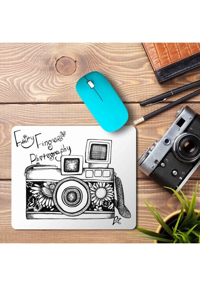 Fotoğraf Makinesi Kara Kalem Baskılı Mouse Pad