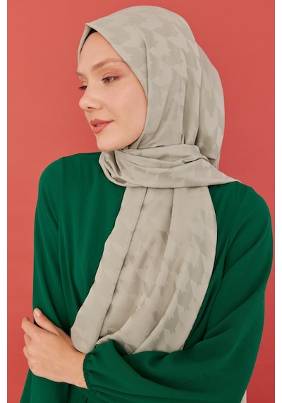 Mirsoy Scarf Kazayağı Desen İpeksi Jakar Şal - Ada Çayı Açık Yeşil