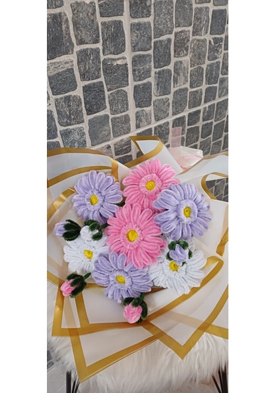 Gerbera Çiçek Buketi - Şönil Çiçek - Yapaydır Çok Renkli