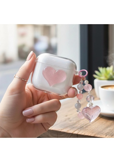 Caseonn Huawei Freebuds Se 2 Kılıf Işıltılı Kalp Pembe