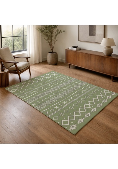 Kartela Halı Nera Halı Kaymaz Taban Makinede Yıkanabilir Halı Adaçayı Yeşili - 80 X 120 Cm