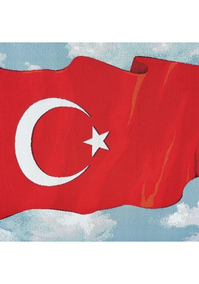 Manzara Serisi-18 Dokuma Goblen Kumaş-Türk Bayrağı