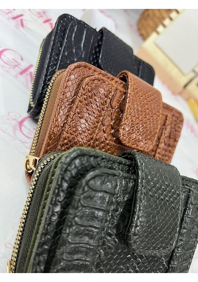 Gk Gamzelirenklerim Luxury Fashıon&accessorıes Yılan Derisi Mıknatıslı Lüx Cüzdan Suni Deri Siyah