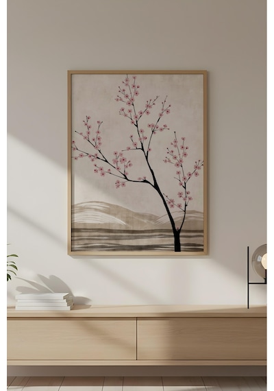 Huhuli Ahşap Çerçeveli Wabi Sabi Koleksiyon Tablo Huhu741