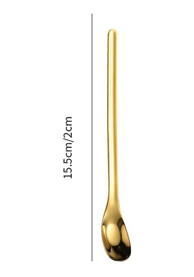 304 Çelik 15,5 Cm Gold Kahve Latte Meyvesuyu Kokteyl Barmen Kaşığı Cin942sr