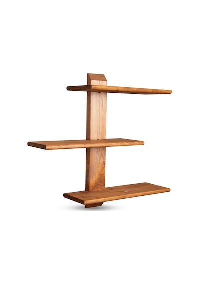 Dekoratif Ahşap 3 Raflı Duvar Rafı Kitaplık Çiçeklik Biblo Baharatlık Rafı 60x48x18 Cm Meşe