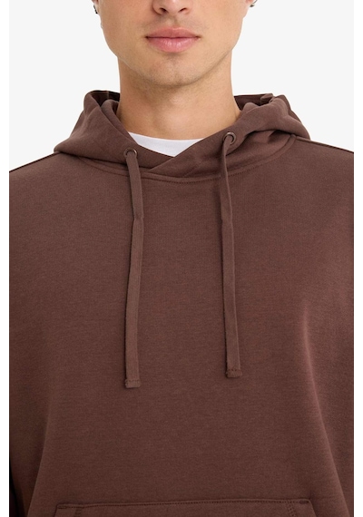 Defacto Regular Fit Kapüşonlu İçi Yumuşak Tüylü Kanguru Cepli Basic Düz Sweatshirt X8283az25aubn539 Kahve-bn539