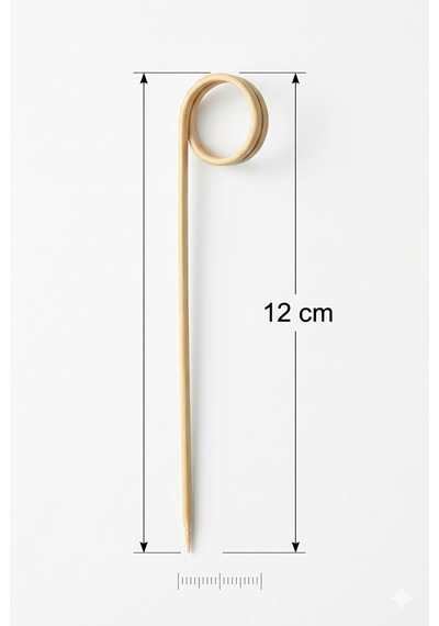 50 Li Pkt 12 Cm Dekoratif Yuvarlak Bambu Kürdan - Kokteyl Kürdanı Parti Sunum Kürdan Seti