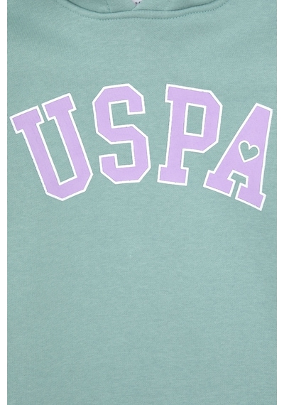 U.S. Polo Assn. Kız Çocuk Şardonlu Kapüşonlu Mint Sweatshirt 50317890-VR090
