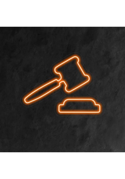 Adalet Tokmağı Şekilli Neon Tabela Turuncu
