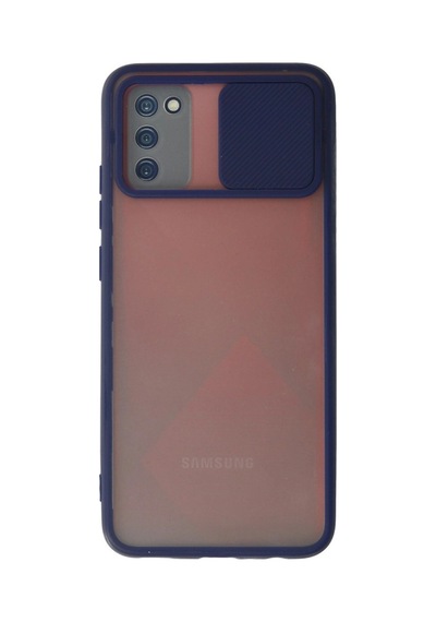 Samsung Galaxy Uyumlu, A02s Kılıf Palm Buzlu Kamera Sürgülü Silikon - Lacivert