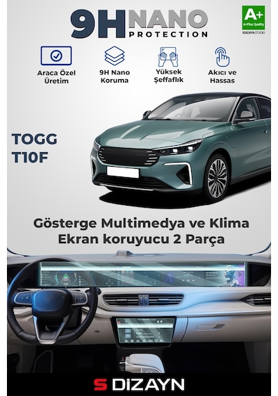 S-dizayn Togg T10f Ekran Koruyucu Seti Tam Set Parlak 2025 Üzeri A+ Kalite
