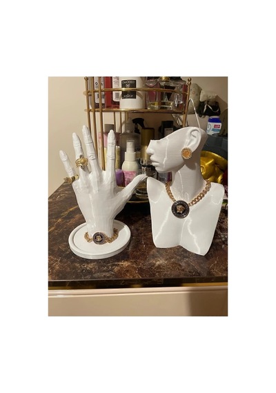 21cm Dekoratif Takı Organizer Mankeni Standı Set Şık Makyaj Mücevher Kolye Sergi Yüzük Manken Beyaz 20cm Set
