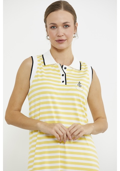 Sementa Polo Yaka Marine Çizgili Elbise - Sarı Sarı