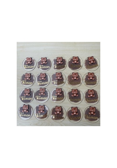 Kahverengi Ayıcıklı Pleksi Bebek Hediyelik Magnet 15 Adet