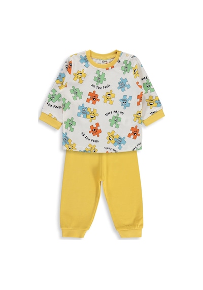 Civil Baby Puzzle Baskılı 6-18 Ay Pijama Takımı - Sarı