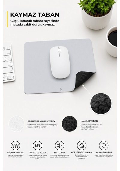 Gri Renkli Ergonomik Mouse Pad, Kaymaz Yüzey İle Ev Ve Ofis Kullanımı İçin İdeal