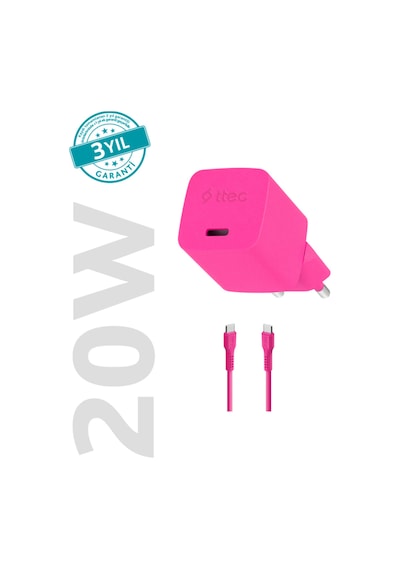Smartcharger Gan 20w Pd Seyahat Hızlı Şarj Aleti + Usb-c - Usb-c 3a Kablo Neon 2scg20cn