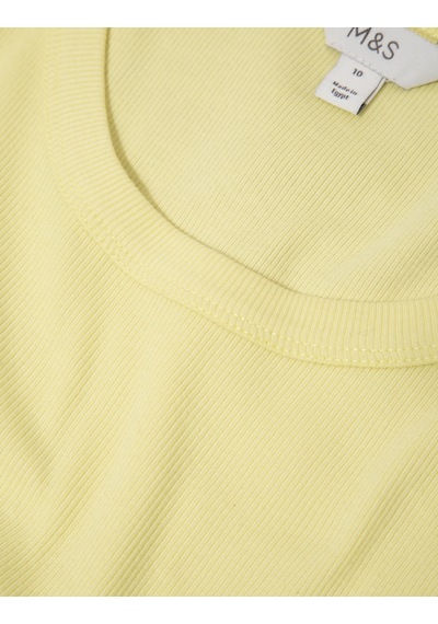 Marks & Spencer Pamuk Karışımlı Ribana Slim Fit Atlet Sarı