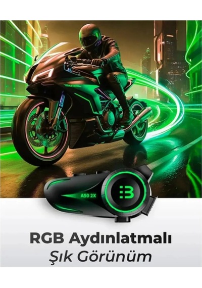 Motosiklet İntercom Seti 2 Kişi Bağlantılı Bluetooth V5.3 Rgb Kask Kulaklığı Yeni