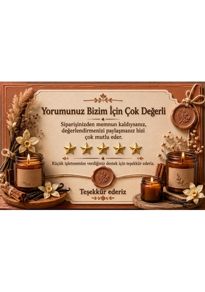 El Yapımı Mumlar Için Thank You Kartı Müşteri Yorum Kartı 100 Adet