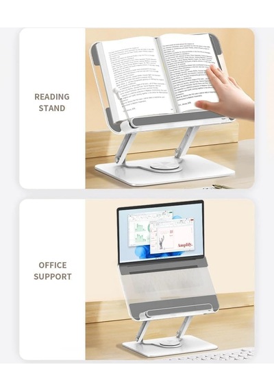 Tablet Ve Kitap Okuma Standı 360 Döner Ayarlanabilir Katlanabilir Masaüstü Tutucu, Ergonomik Tasarım, Sağlam Alüminyum Alaşım, Ev Ve Ofis Kullanımı İçin Evrensel Tablet Desteği L111