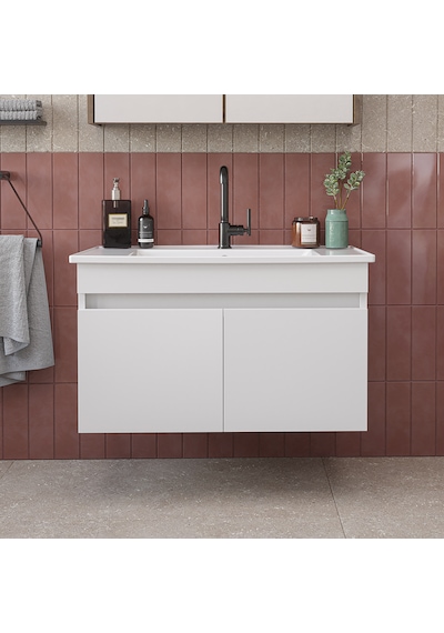 '' Lavabolu '' Mat Mdf 80 Cm Banyo Alt Dolabı Beyaz