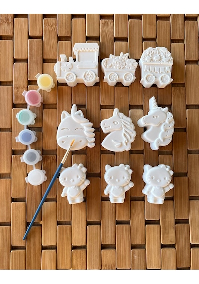 Sevimli Figürlü Taş Boyama Seti Unicorn Tren Hello Kitty Çocuklar İçin Eğlenceli Aktivite
