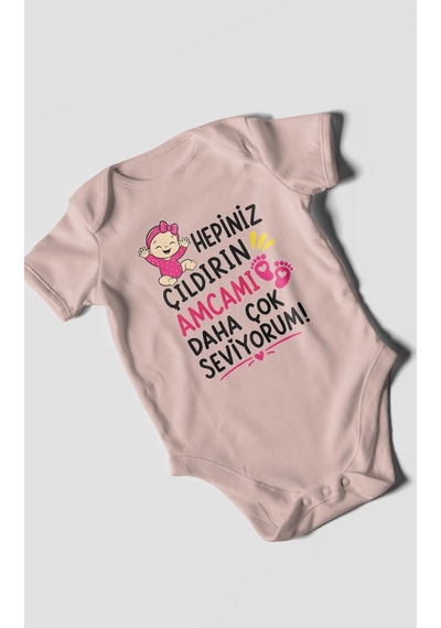 Morivokids Amcaya Özel Kısa Kollu Bebek Body %100 Pamuk Zbn166-kk Pastel Pembe