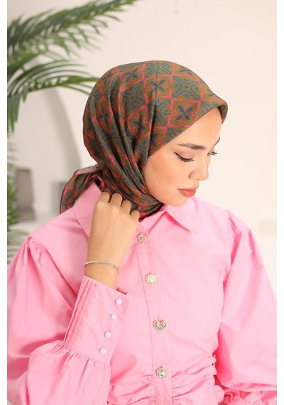Silk Home Pusula Desen Soft Pamuk Eşarp Çimen Yeşili