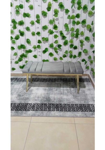 Özcan Metal Gold Metal Ayaklı Metal Kasalı Bench Mutfak Salon Antre Yatak Odası Balkon Puf Bank Antrasit