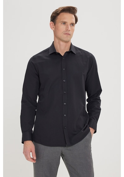 AC&Co / Altınyıldız Classics Erkek Sıyah Slim Fit Dar Kesim Klasik Yaka Pamuklu Armürlü Gömlek Siyah AC&Co / Altınyıldız Classics Erkek Sıyah Slim Fit Dar Kesim Klasik Yaka Pamuklu Armürlü Gömlek Siyah