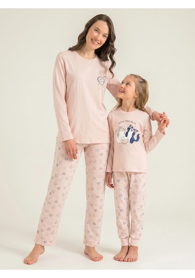 Moda Dua Rolypoly Rp3902-g Kız Çocuk Uzun Kol Pijama Takım Pudra