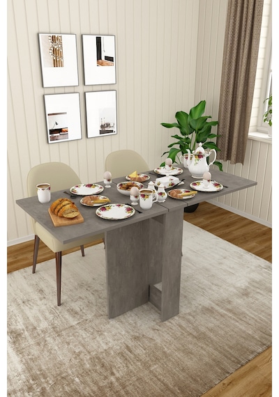 Asra Trend Ultra İnce Katlanır Mutfak Yemek Masası KM32 %100 MDF Gri