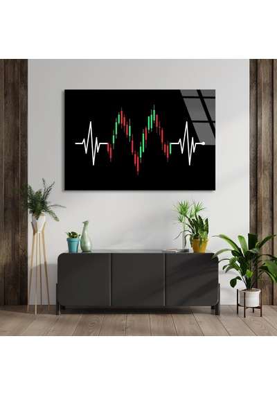 Borsa Grafiği - Cam Tablo - Deg1171 90 X 60 Cm