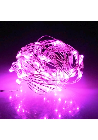 Yılbaşı Çam Ağacı Işığı 10 Metre Pembe Led Işık Pembe Pilli Led Işık Micro Parlak Canlı Led Işıklı