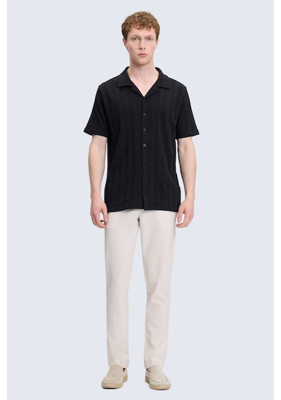 Hatemoğlu Siyah Regular Fit Apaş Yaka 100% Pamuk Casual Gömlek
