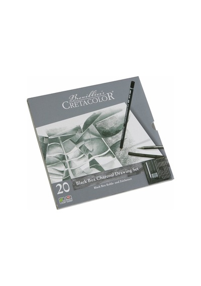 Black Box Charcoal Drawing Set Karakalem Eskiz Çizim Seti Metal Kutu 20 Parça Renkli