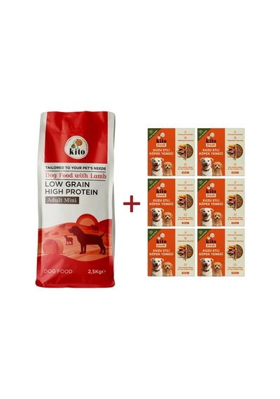 Kito Kuzu Etli Mini Irk Yetişkin Köpek Maması 2500 G + Kito Fresh Kuzu Etli Köpek Yemeği 6'lı