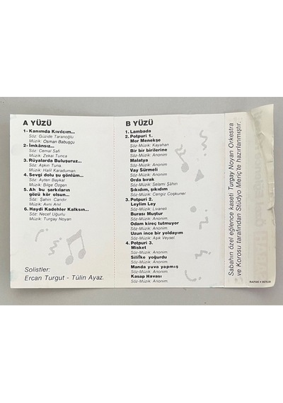 Turgay Noyan Orkestra Ve Korosu Sabah Özel Eğlence Kaseti Orjnal Dönem Baskı Kaset