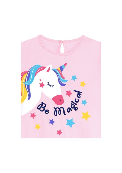 Denokids Unicorn Magic Kız Çocuk Pembe Elbise Renkli Çok Renkli