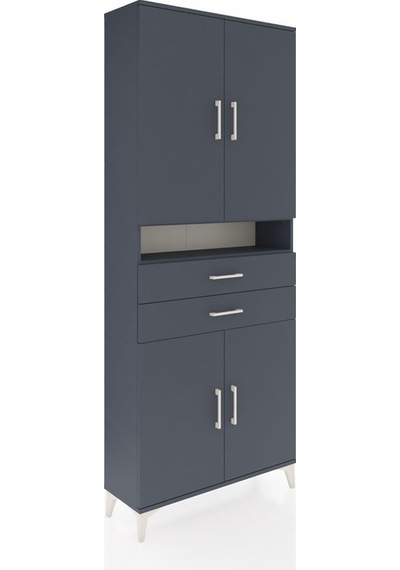 Arges Dolap 5 Raflı 2 Çekmeceli 4 Kapaklı 88x30x221 Antrasit-... Antrasit