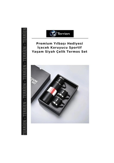 Premium Yılbaşı Hediyesi İçecek Koruyucu Sportif Yaşam Siyah Çelik Termos Set Çok Renkli