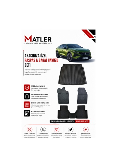 Peugeot 408 Hybrid 2024 Model 4d Ekstra Havuzlu Paspas Ve Bagaj Havuzu Set