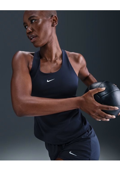 Nike Swoosh Dv9897-411 Kadın Orta Destekli Sütyenli Spor Atlet - Lacivert