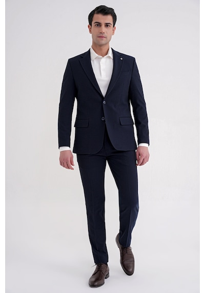 Efor Slim Fit Çift Yırtmaç Gofre Kumaş Esnek Lacivert Spor Takım Elbise Tk 940 Lacivert