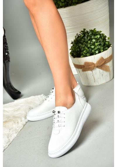 Fox Shoes P555461003 Beyaz Hakiki Deri Kadın Spor Ayakkabı Sneakers Beyaz
