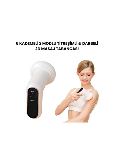 Titreşimli &amp Darbeli 6 Kademeli 2 Modlu 2d Masaj Aleti, 5 Değiştirilebilir Başlık, Şarjlı Ve Kablosuz, Tüm V
