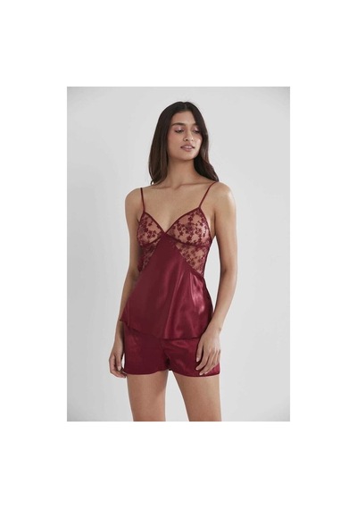Pierre Cardin 6lı Dantelli Sabahlık Çeyiz Seti Bordo